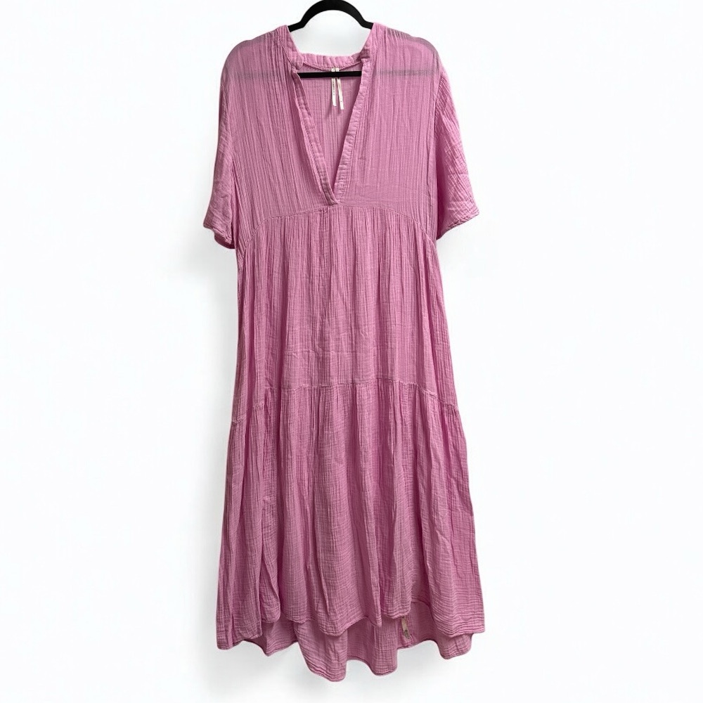 Anthropologie Kallie Flowy Maxi Dress Cotton Gauze Pink Size Medium